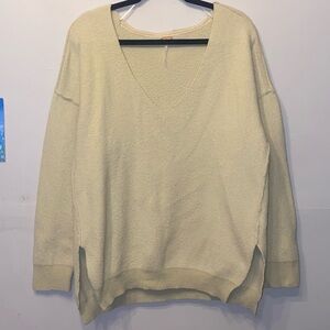 Free People Sweater Weather V-Neck Oversized Pullover -Marzipan Combo-Wmns Sz XS